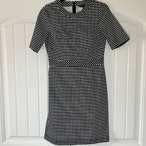 Banana Republic Gingham Short Sleeve Sheath Dress Black White Career Office Sz 6